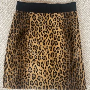 Milly faux leopard skin skirt size 0 elastic waist full zip
